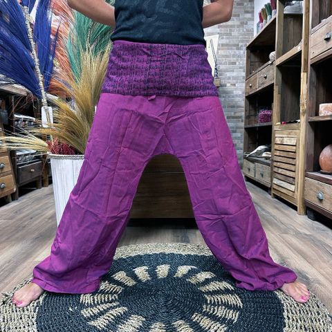 Thai Fisherman Mandala Mantra Purple Aladdin Yoga Festival Pants