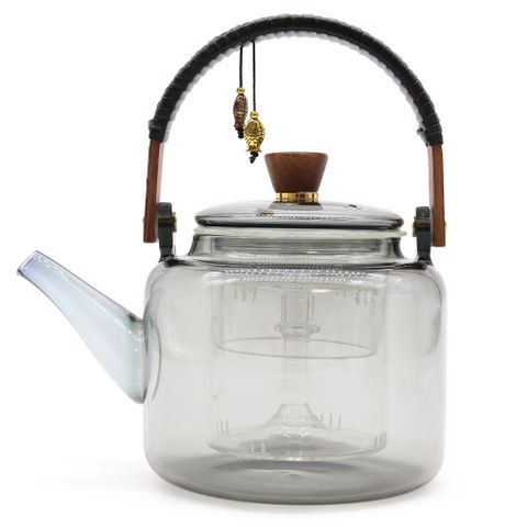 Glass Infuser Teapot With Steamer System Charcoal   1000ml