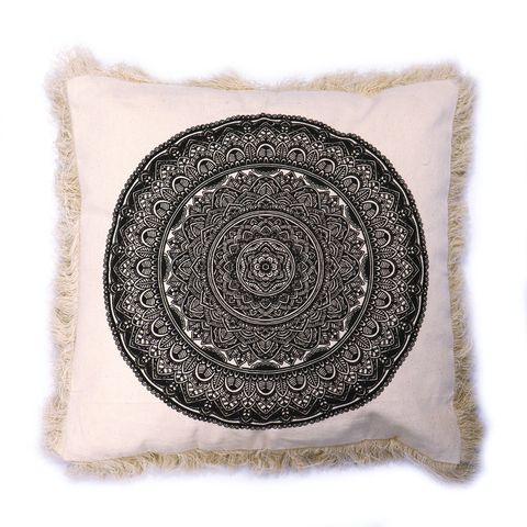 Black Traditional Mandala  Cushion Cover