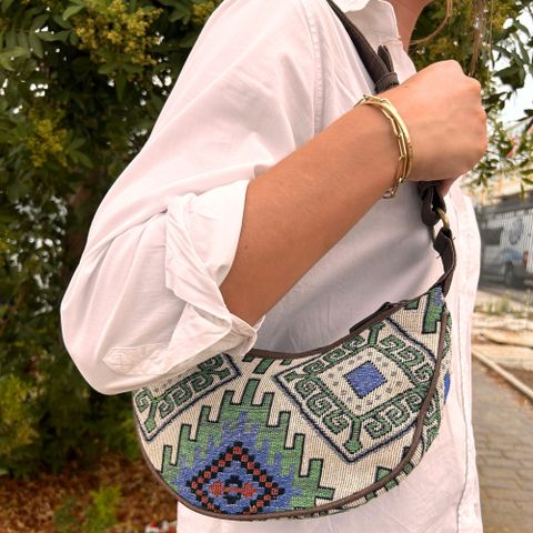 Geo-Geen Jacquard Hobo Bag