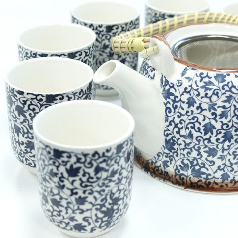 Blue Pattern Herbal Teapot Set