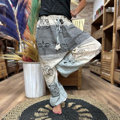 High Cross Himalayan Print on Grey Yoga and Festival Pants