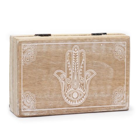 Hamsa Whitewash Big Rectangle Box