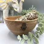 Hamsa Wooden Smudge and Ritual Offerings Bowl  13x7cm