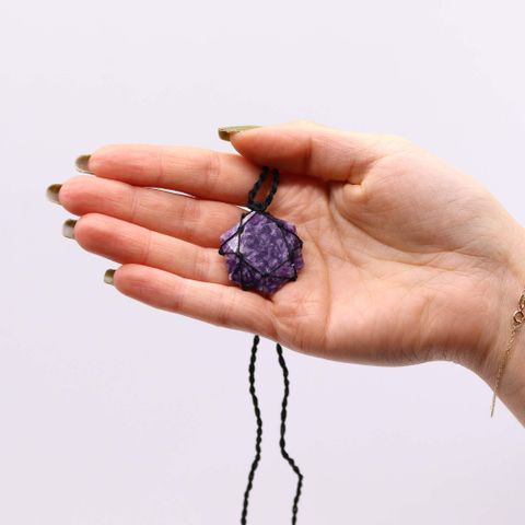 Lepidolite Laced Gemstone Hexagon Pendant