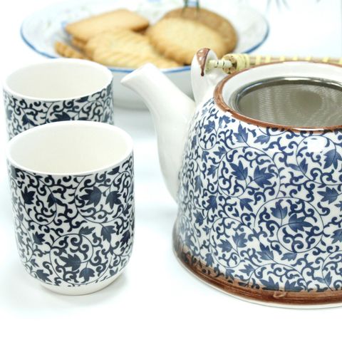 Blue Pattern Herbal Teapot Set