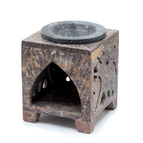 Elephant Square Soapstone Oil Burner