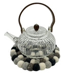 Multi Grey Felt Ball Round Placemat