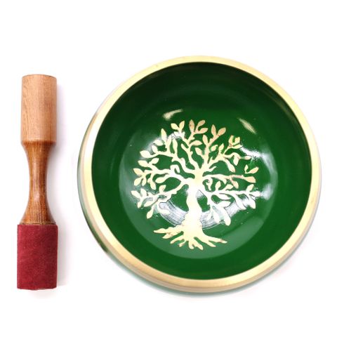 Tree of Life Green Singing Bowl Set  14cm