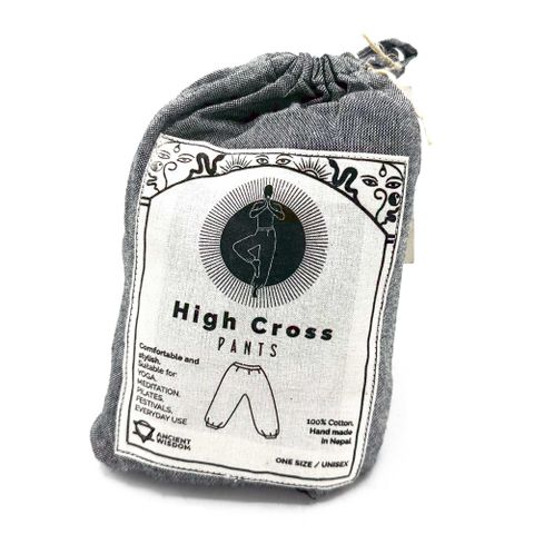 High Cross Himalayan Print on Grey Yoga and Festival Pants