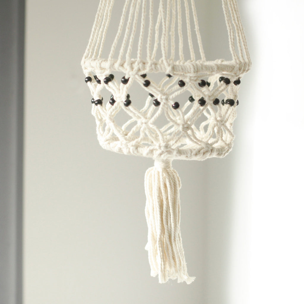 Eleanoras Single Beaded Macrame Pot Holder Large 