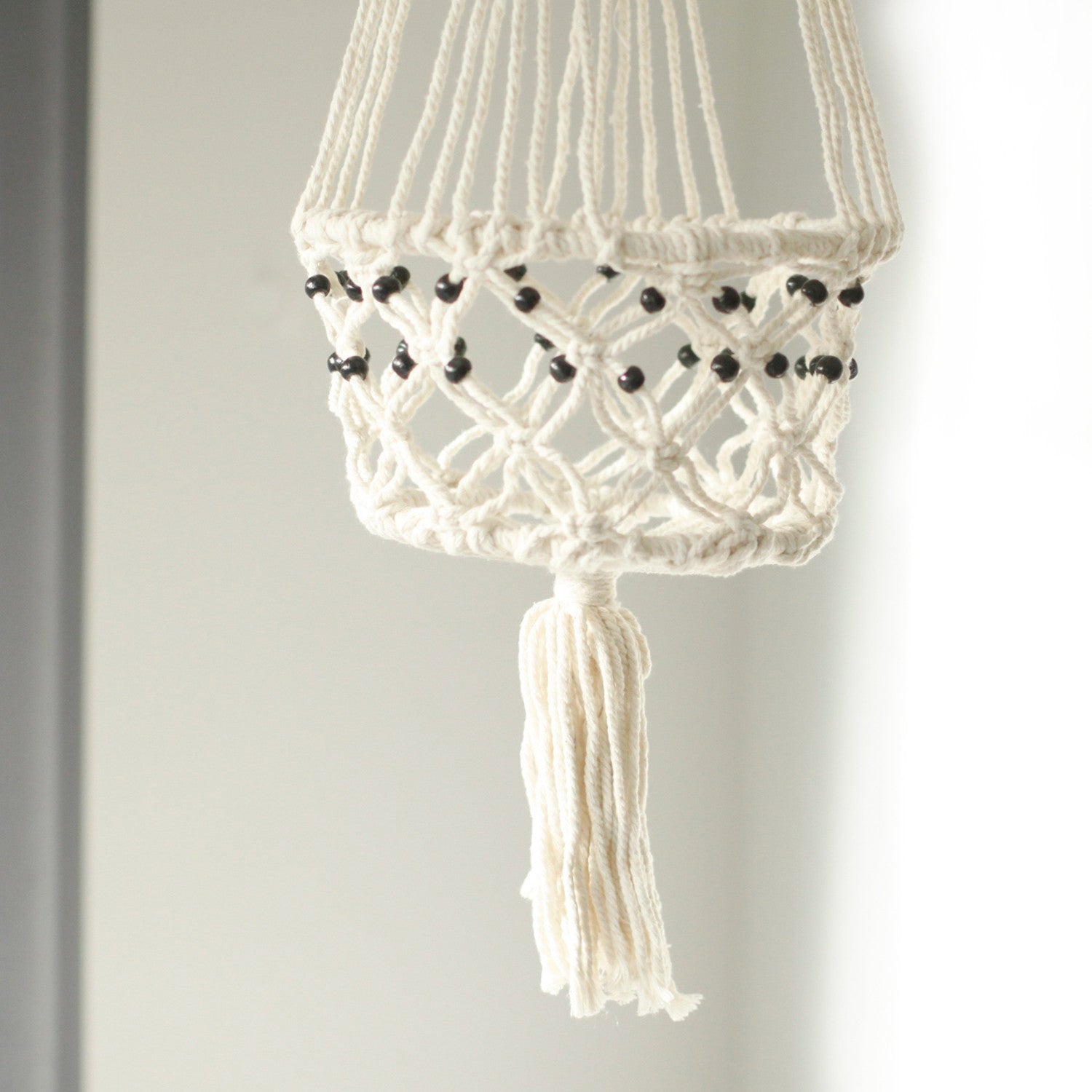 Single Beaded Macrame Pot Holder Large