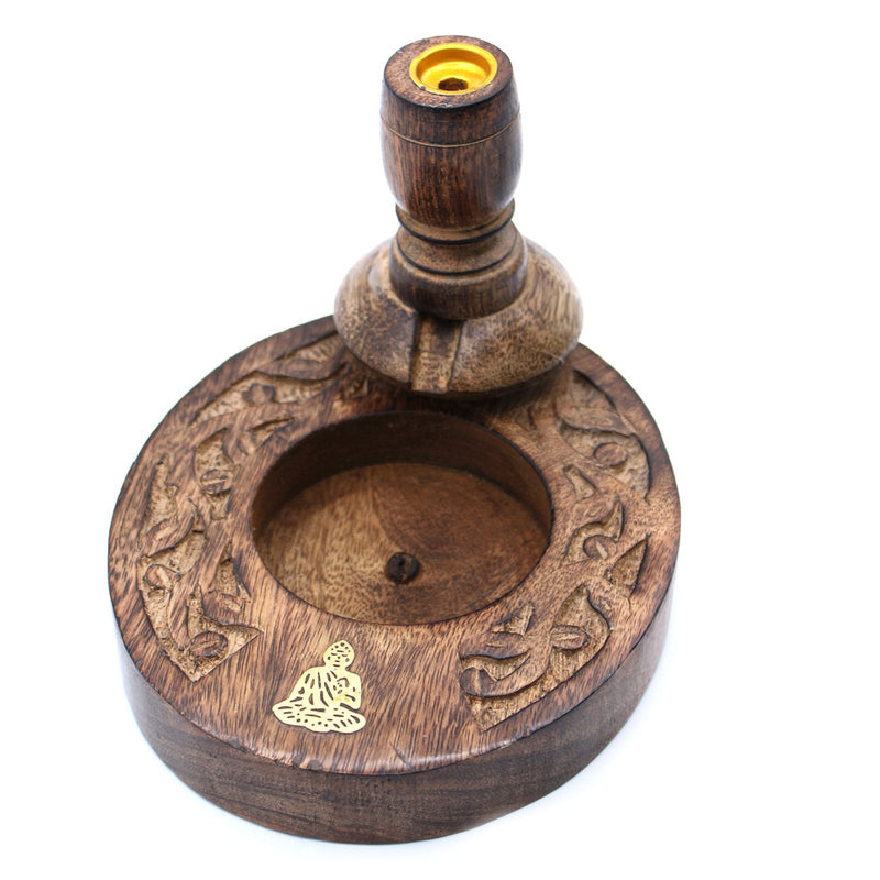 Eleanoras Brass Buddha  Mango Wood Backflow Burner Small 