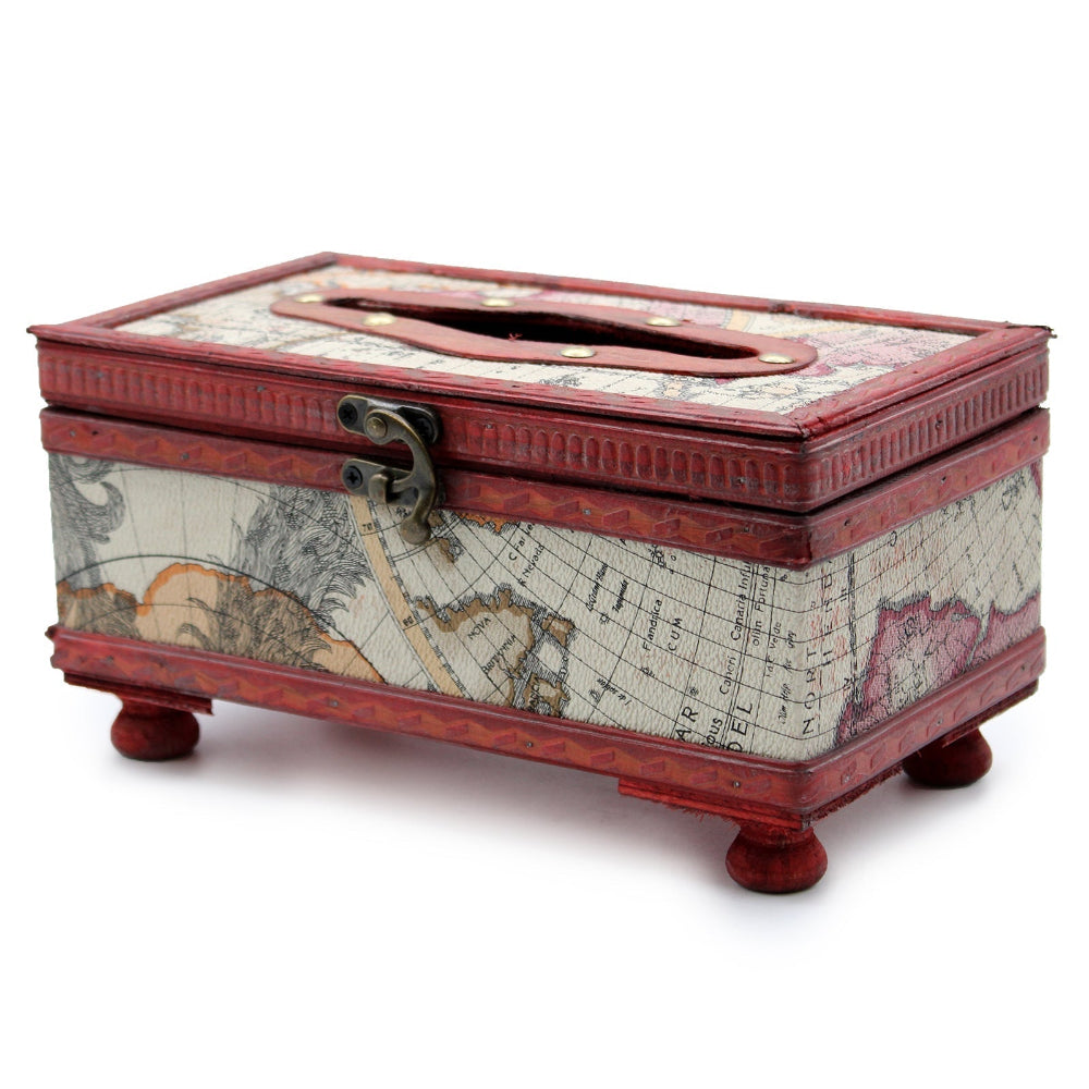 Eleanoras Old Map Tissue Box With Legs Boxes & Chests