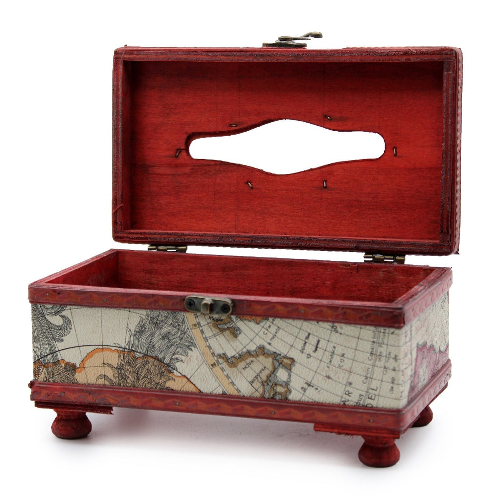 Eleanoras Old Map Tissue Box With Legs Boxes & Chests