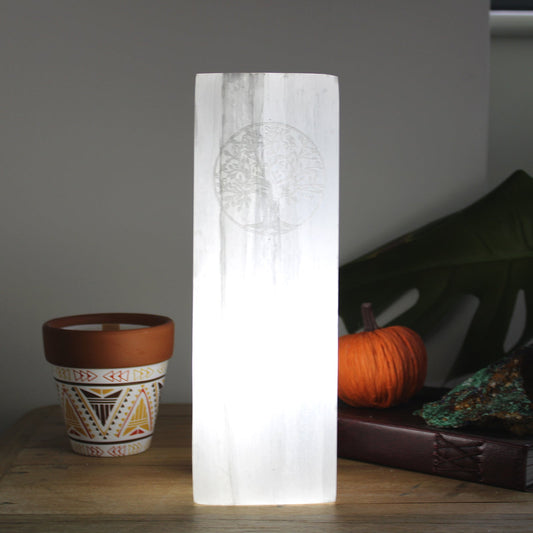 Eleanoras Tree Of Life Selenite Block Lamp 25cm 