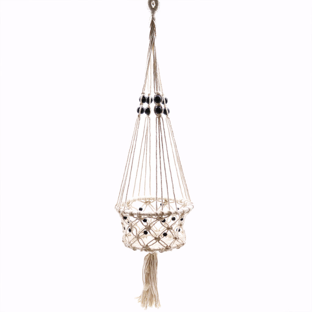 Eleanoras Single Beaded Macrame Pot Holder Large 
