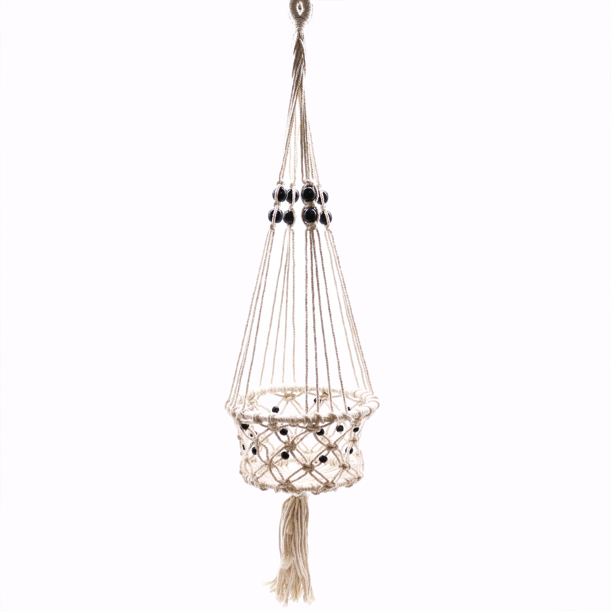 Eleanoras Single Beaded Macrame Pot Holder Large 