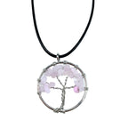 Eleanoras Rose Quartz Tree of Life Pendant Necklaces