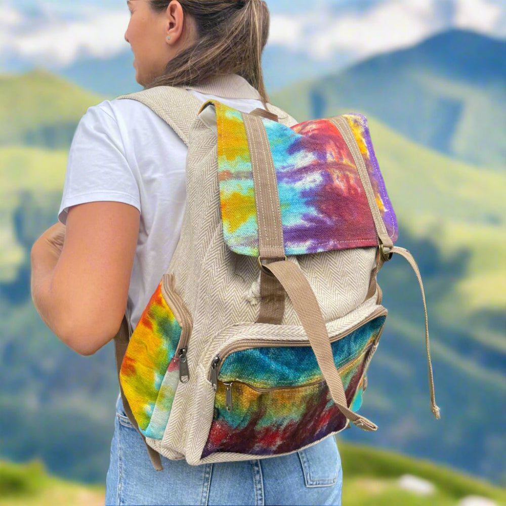Eleanoras Tiedye Hemp Large Square Backpack Bags