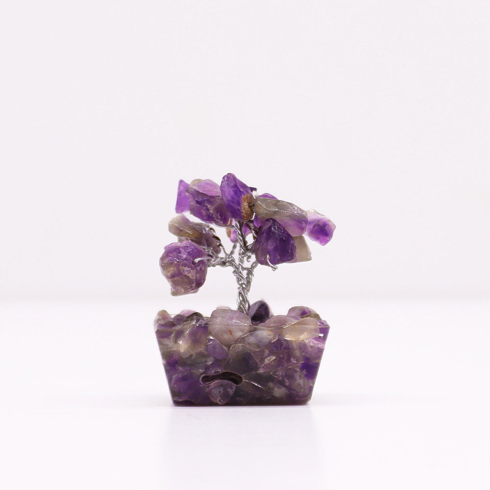 Eleanoras Amethyst (15 stones) Mini Gemstone Tree On Orgonite Base Crystals