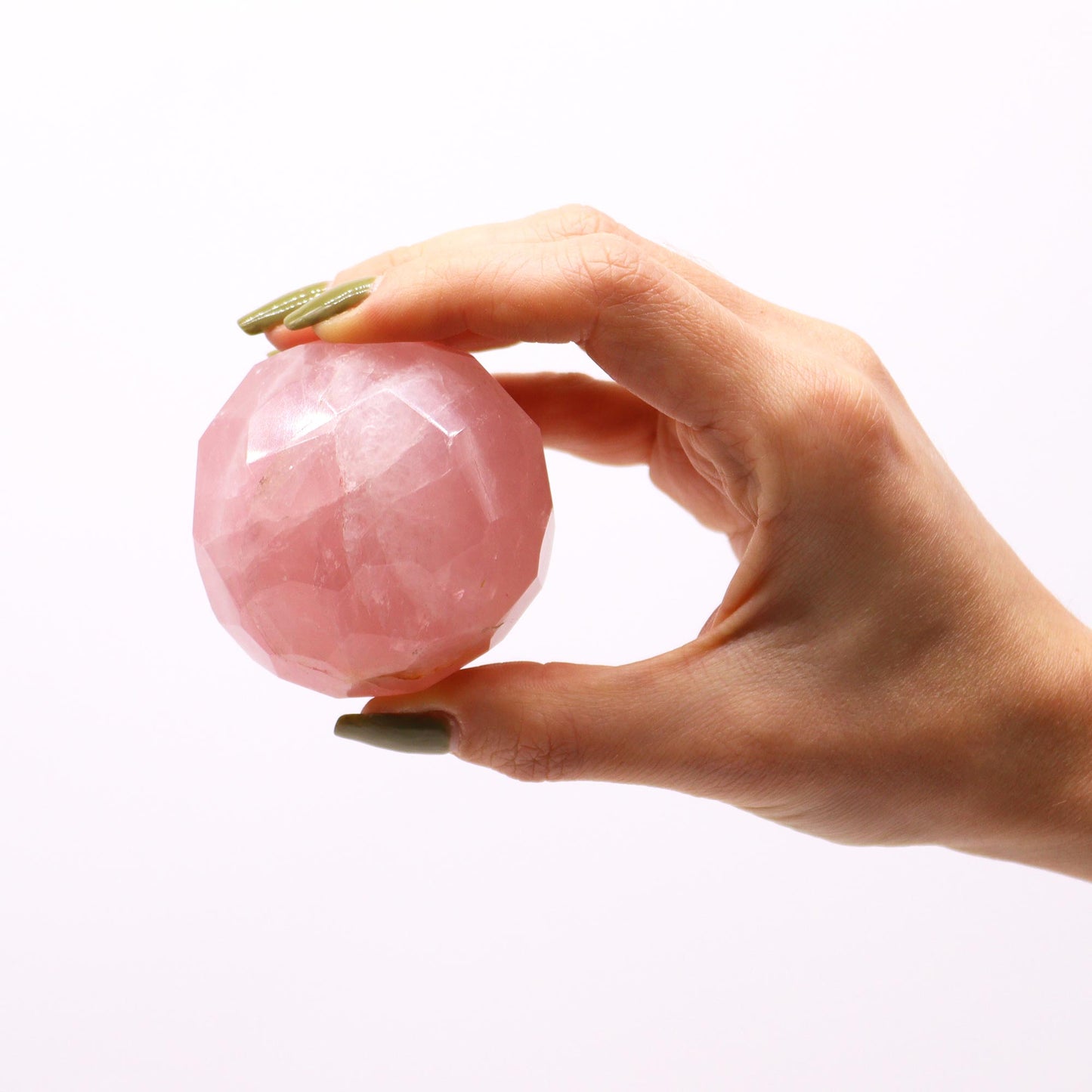 Eleanoras ROSE QUARTZ GEMSTONE FACETED HEALING BALL & STAND 