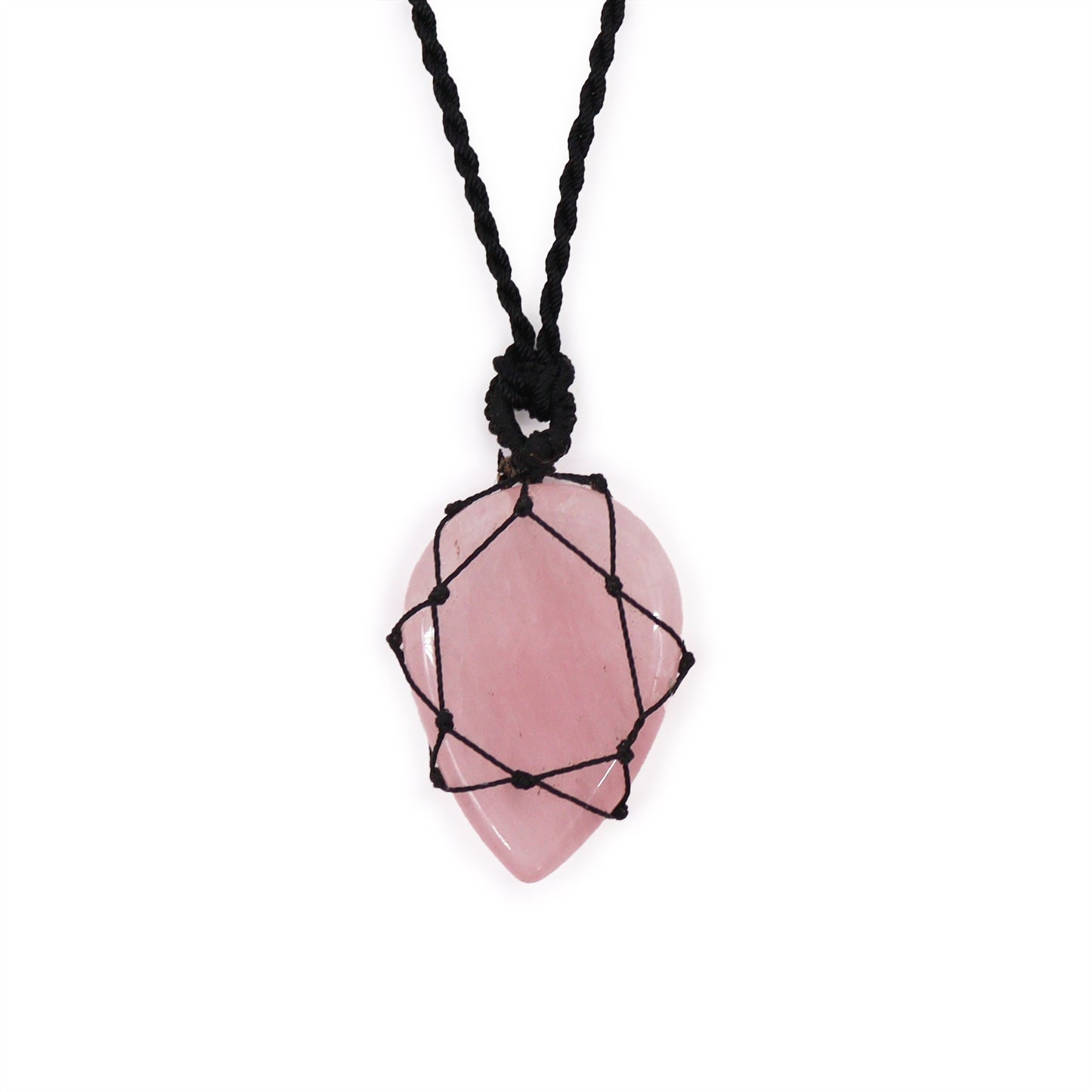 Eleanoras Rose Quartz Laced Gemstone Teardrop Pendant 