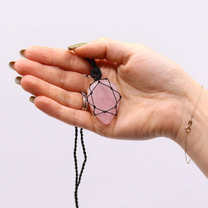 Eleanoras Rose Quartz Laced Gemstone Teardrop Pendant 