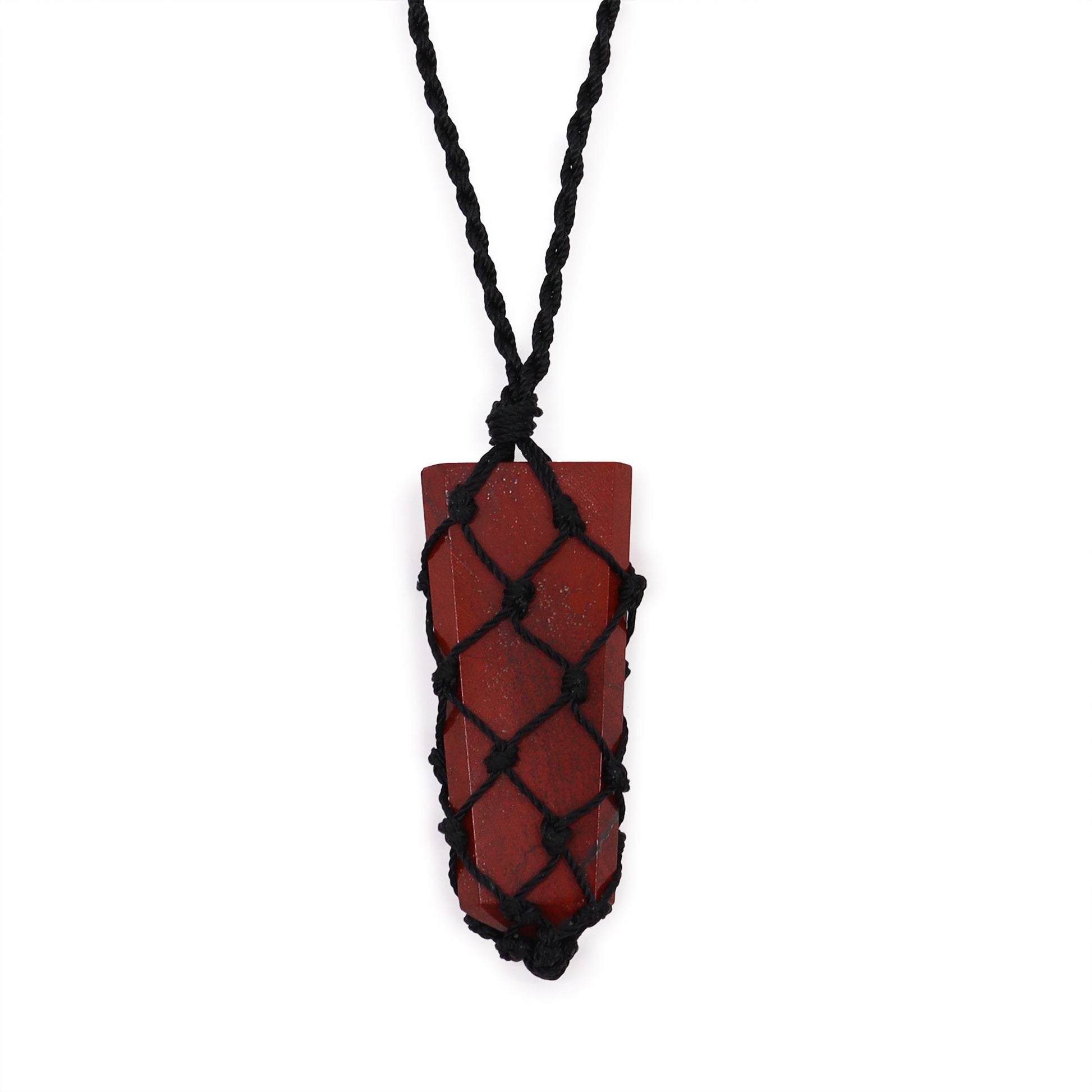 Eleanoras Red Jasper Laced Gemstone Teardrop Pendant Necklaces