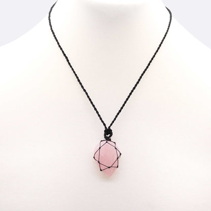 Eleanoras Rose Quartz Laced Gemstone Teardrop Pendant 