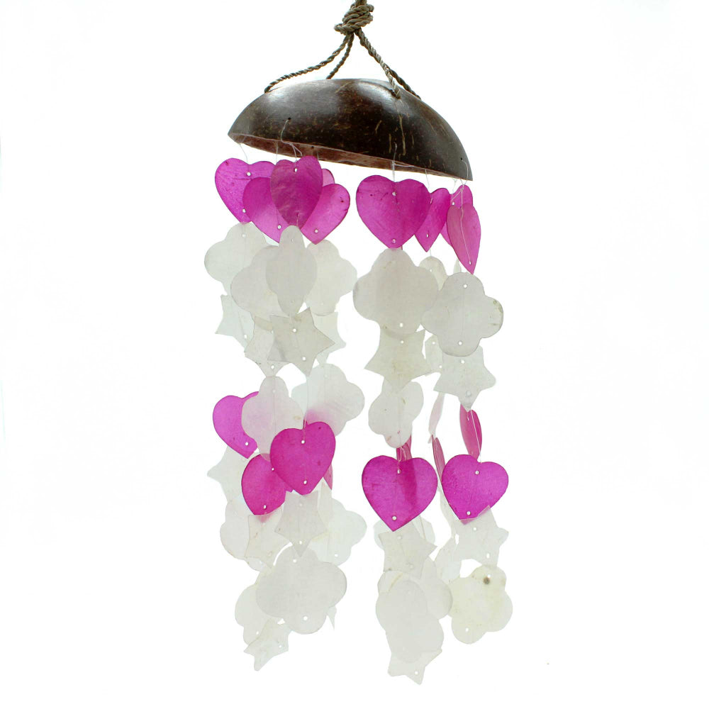 Eleanoras Coconut & Capiz Pink and White Windchime Windchimes