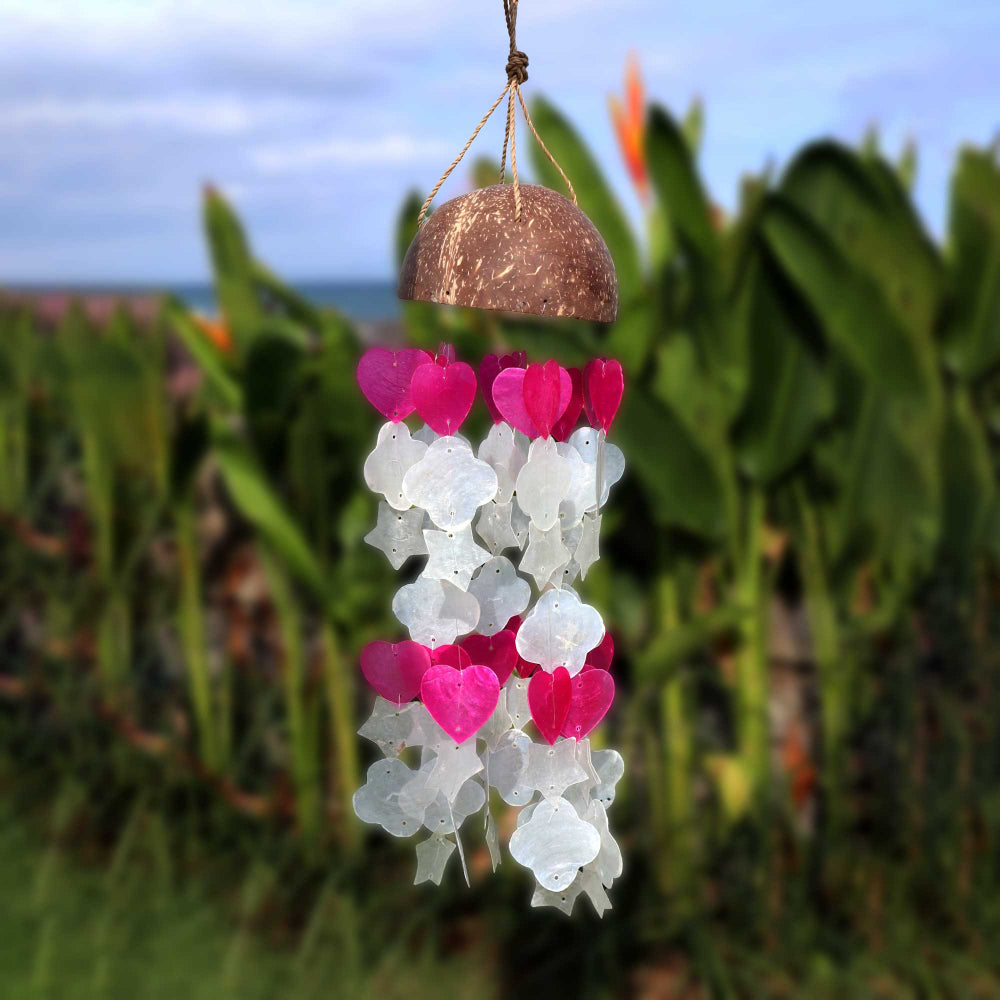 Eleanoras Coconut & Capiz Pink and White Windchime Windchimes