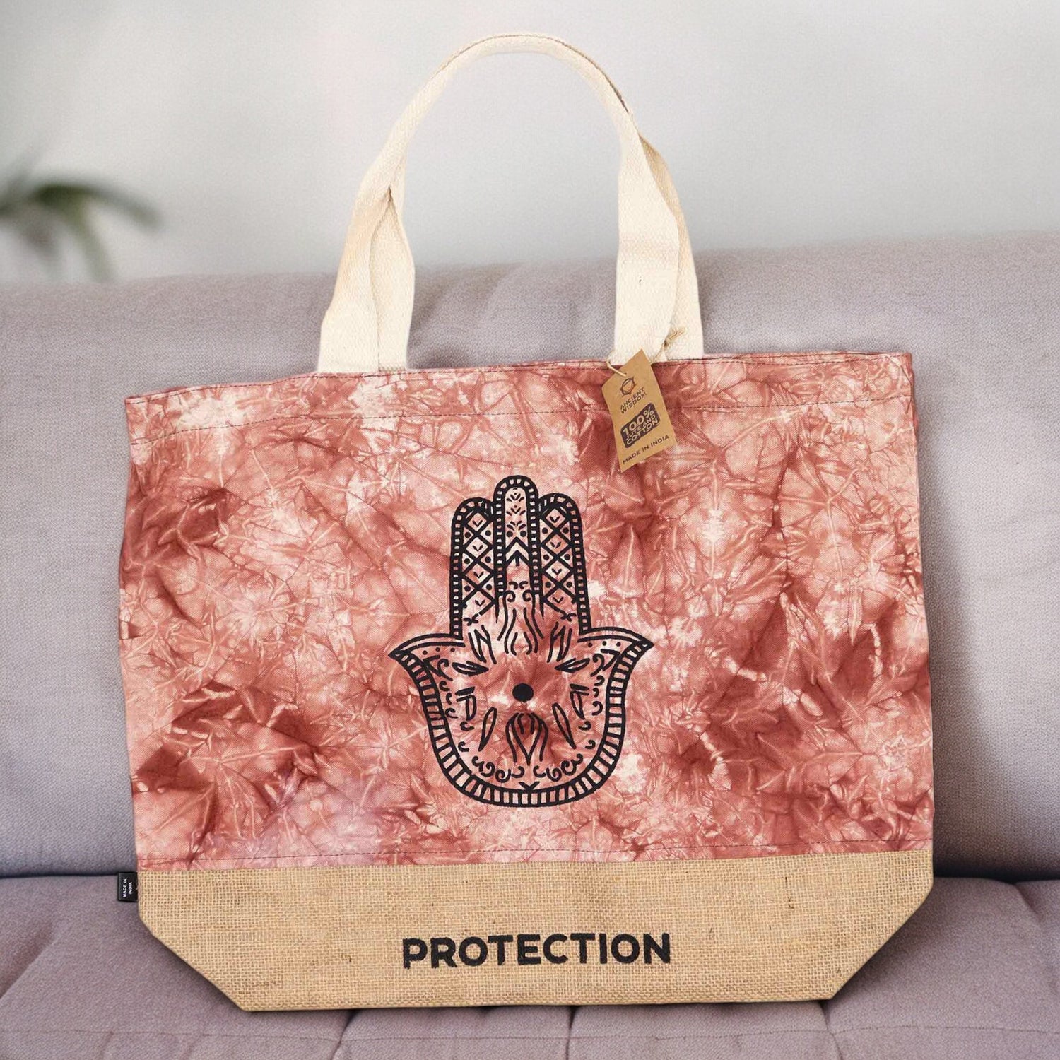 Eleanoras PROTECTION TERRACOTTA STONEWASH HAMSA  BAG Totes & Shopping Bags