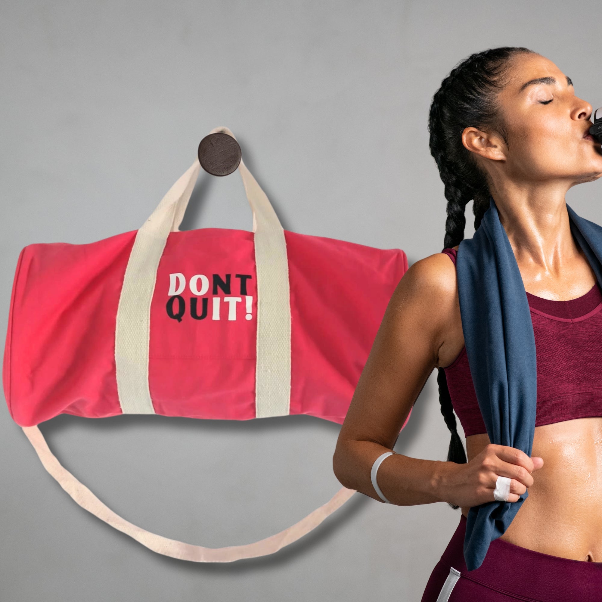 Eleanoras Don't Quit Cherry Pink Gym Bag 