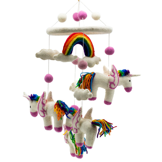 Eleanoras RAINBOW UNICORNS HANDMADE FELT MOBILE 