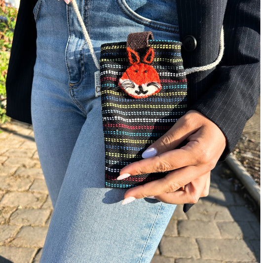 Eleanoras FOX BLACK & MULTI PHONE HOLDER BAG 