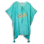 Eleanoras Turquoise & Gold Love Design Kaftan 
