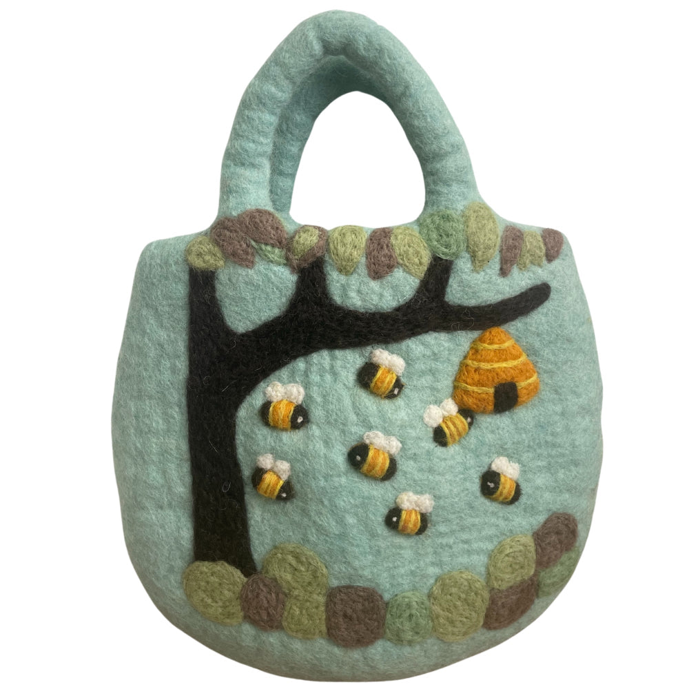 Eleanoras Tree and Beehive Felted Bag Bags & Purses