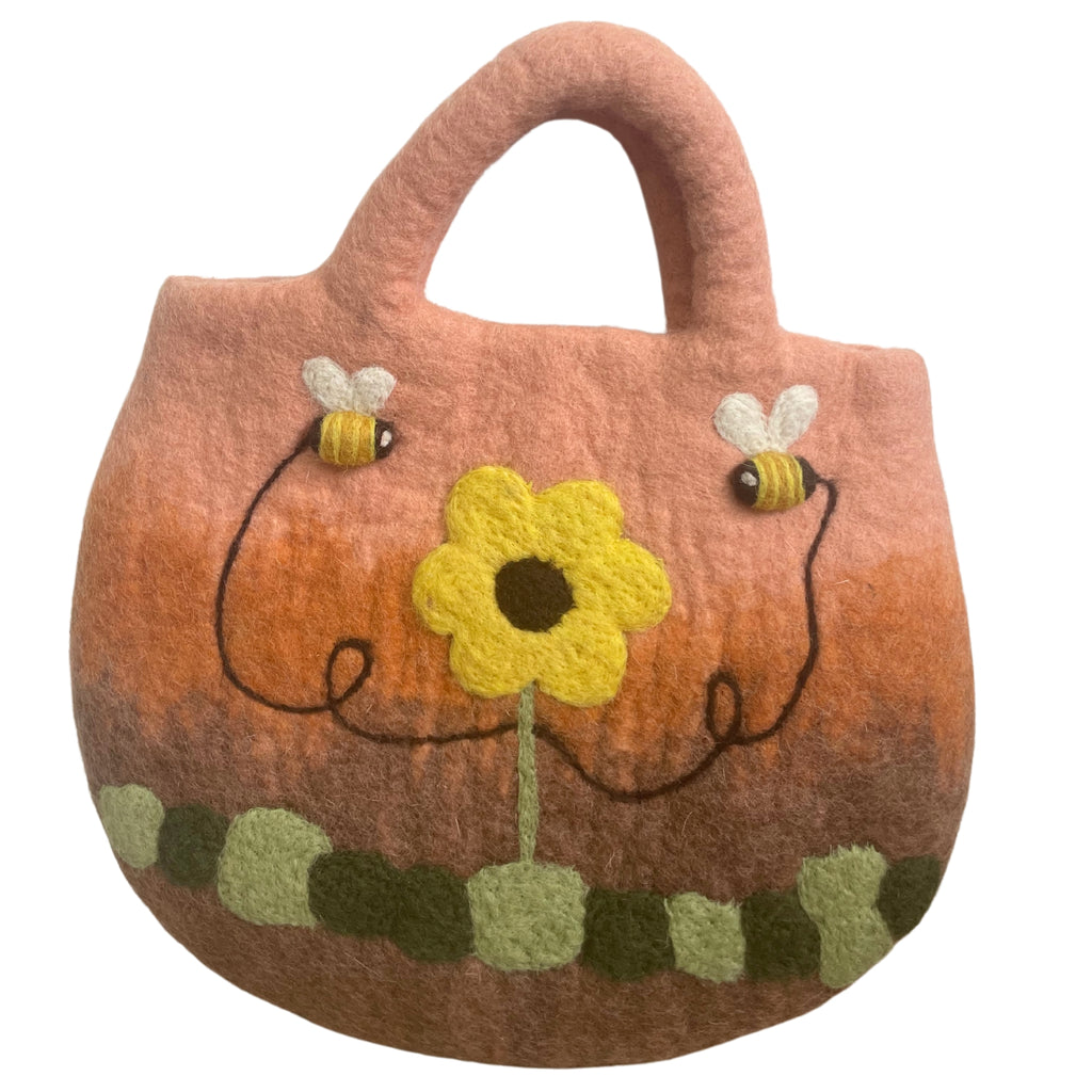 Eleanoras Sun Flower & Bees Felted Bag Bags & Purses