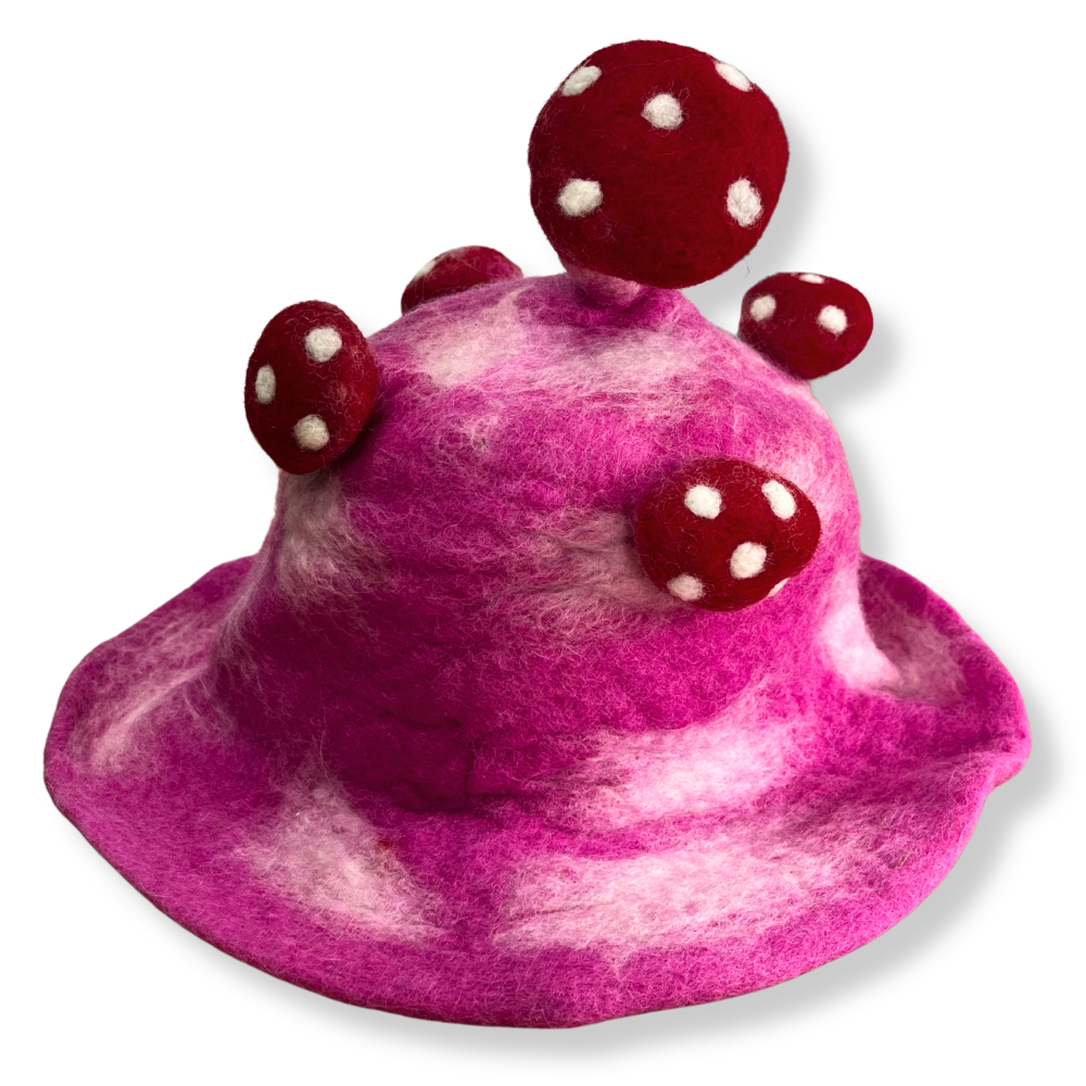 Eleanoras Felted Mushroom Hat Shocking Pink Hats