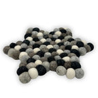 Multi Grey Felt Ball Star Centre Mat
