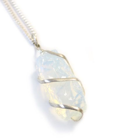 Rough Opalite Cascade Wrapped Gemstone Necklace
