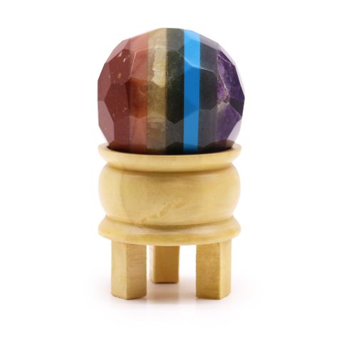 Seven Chakra Gemstone Faceted Healing Ball & Stand