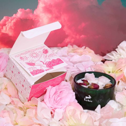 The Lovers Hop Hare Crystal Magic Flower Candle