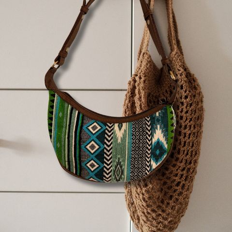 Bold Greens Jacquard Hobo Bag