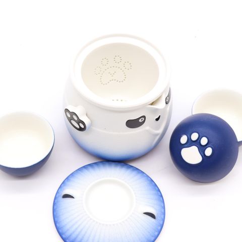 Sky Blue Panda Teapot Set & Three Cups