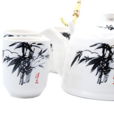 White Stone Oriental Herbal Teapot Set