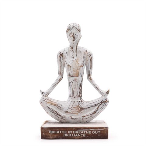 "Breathe in Breathe out Brilliance" Easy Pose  Wooden Yoga Lady