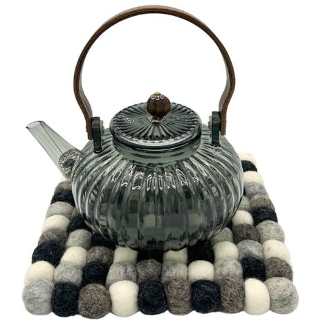 Multi Grey Felt Ball Square Placemat