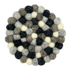 Multi Grey Felt Ball Round Coasters (set of 4)